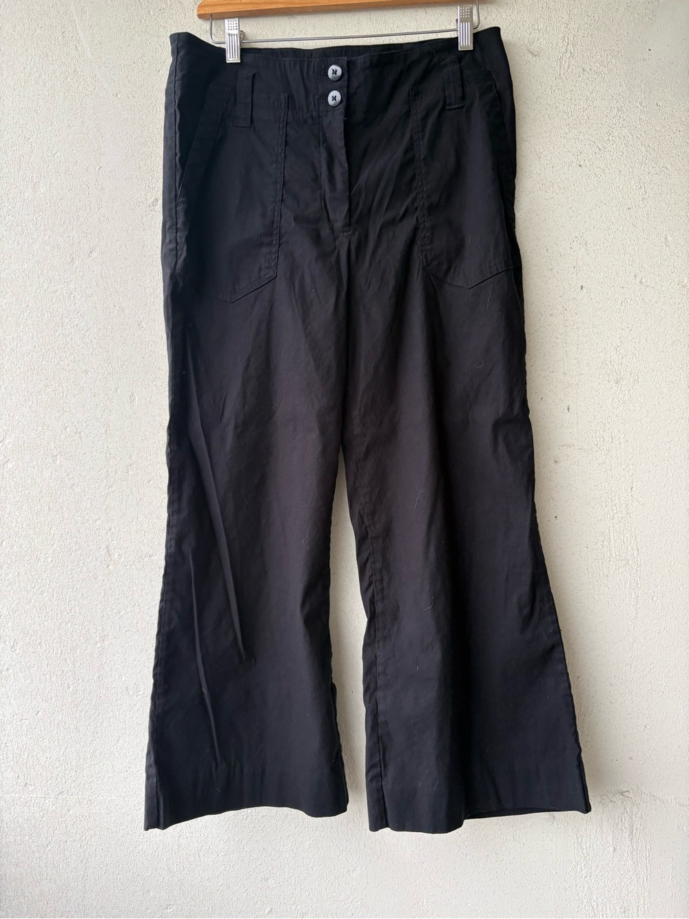 Anthropologie Black Cropped Wide-Leg Pants